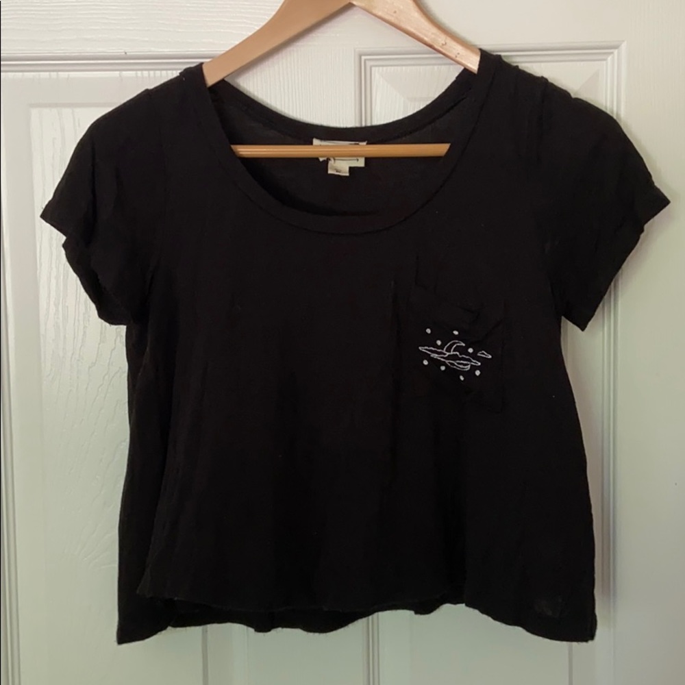 Black Moon Embroidered Crop Top